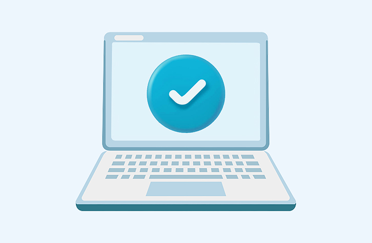 laptop with success screen