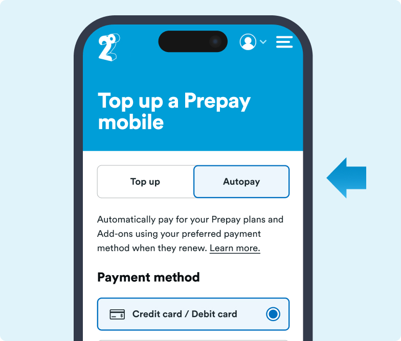 screengrab of prepay auto renew