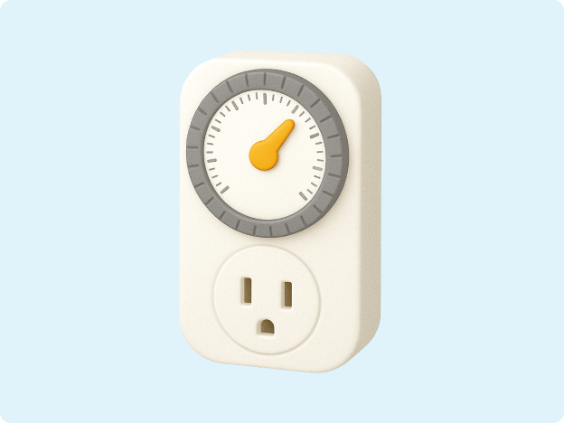 A 3d emoji image of a plug with a timer on it 
