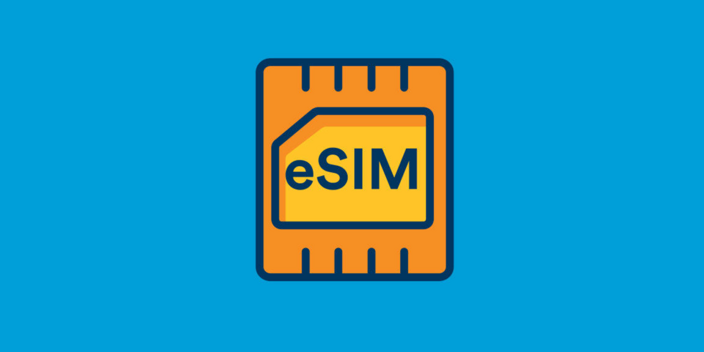 Icon of a sim card on a blue background